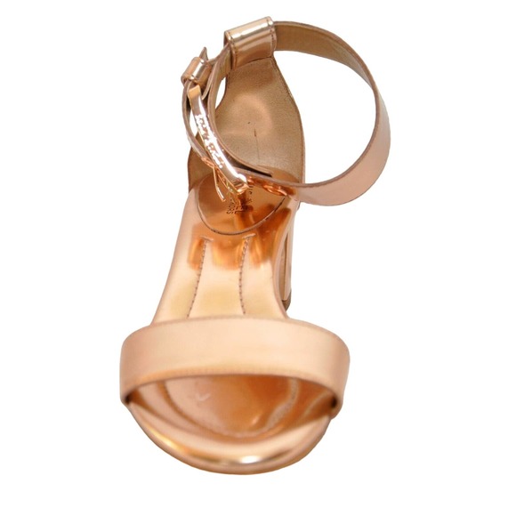Michael Kors Lena Flex Mid Heel Pump Sandal Rose Gold Specchio 6 New - Picture 3 of 8